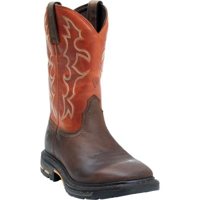 Ariat Mens Workhog Wide Square Toe Boot - Dark Earth Brick - Image 3