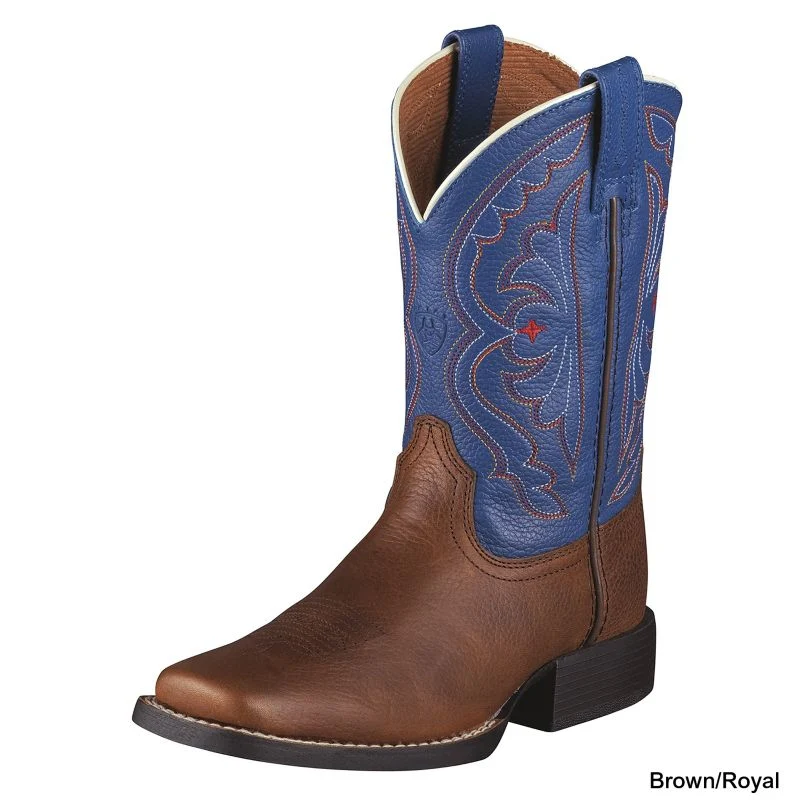 Ariat Quickdraw Western Boots - Kids - Brown/Royal Blue - Image 6