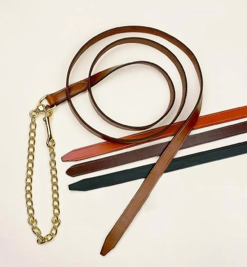 Tory Leather 1" Single Ply Lead with Nickle Plated Chain - Image 3